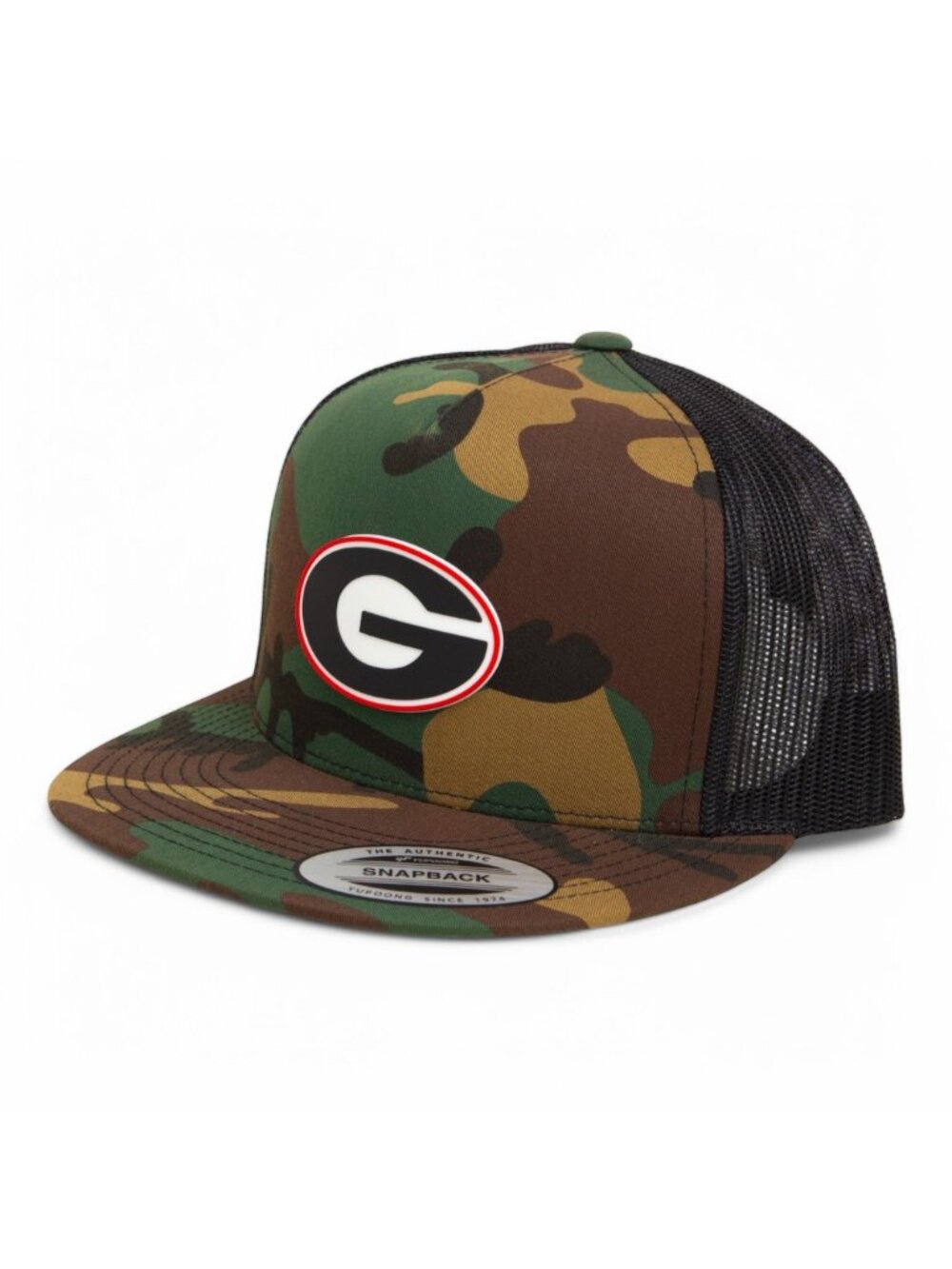 Georgia Bulldogs Power G 3D YP Snapback Flat Bill Trucker Hat- Army Camo/ Black